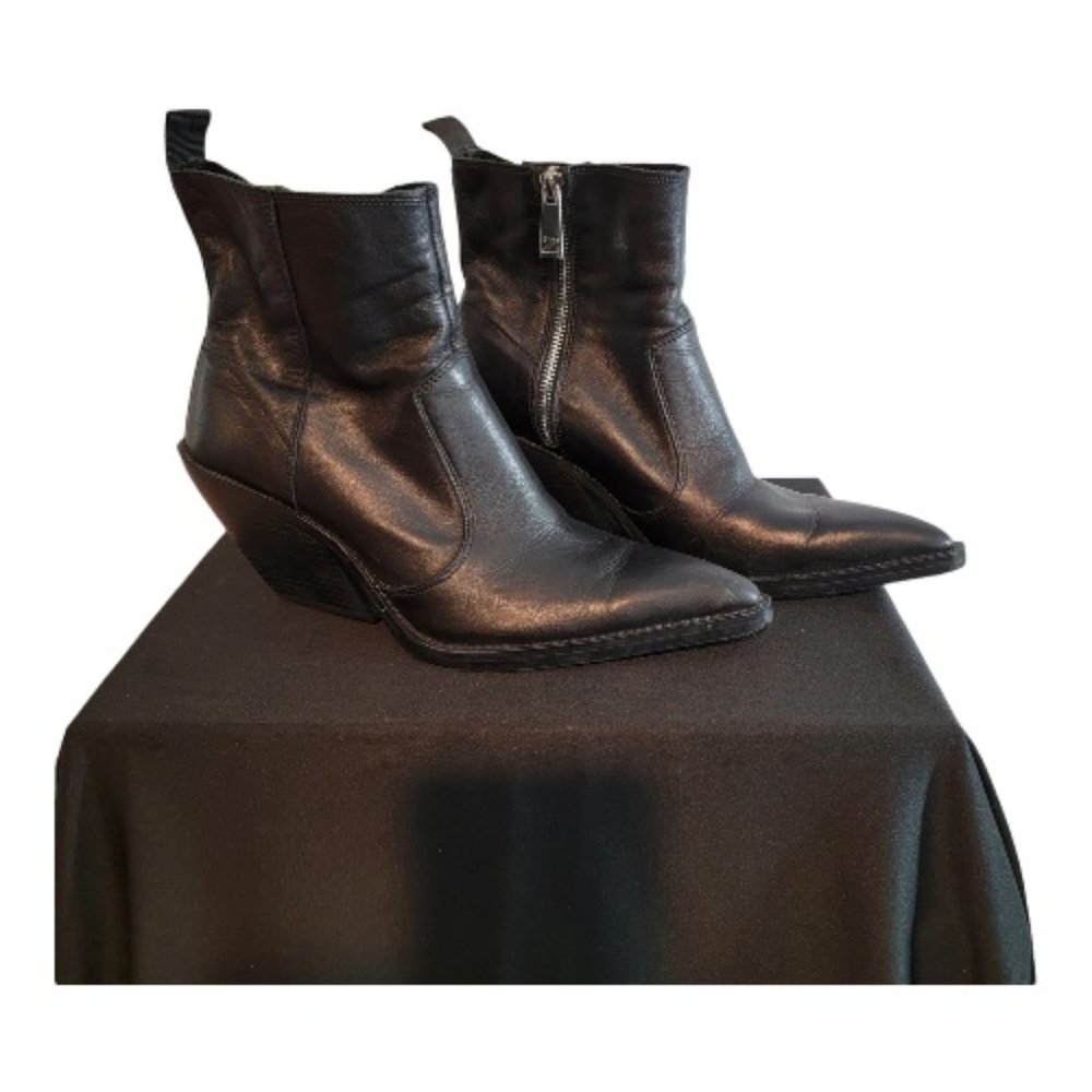 Zara Leather Cowgirl Booties Pointed Toe - Size 8